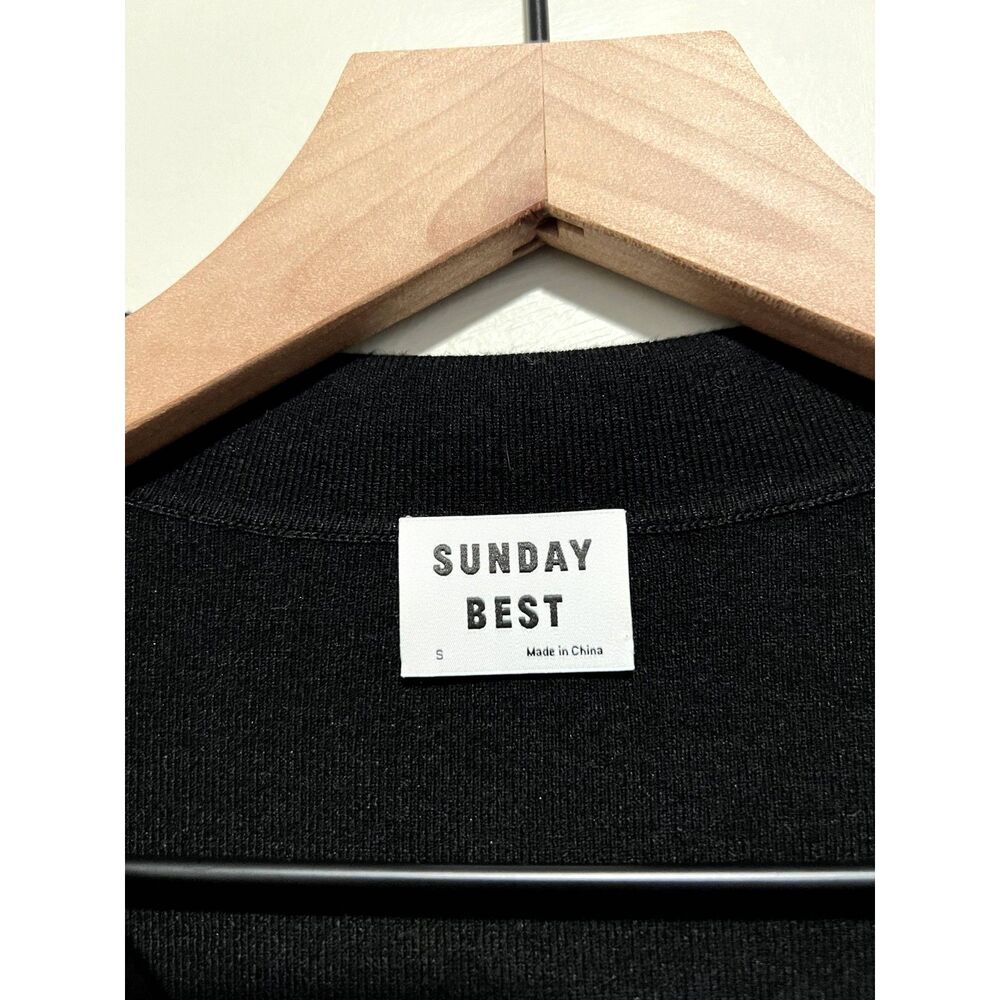 Aritzia Sunday Best Cece Sweater Button-up Polo Sweater Black Size Small - Picture 5 of 7